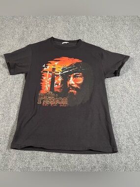 Vintage Jesus Shirt Men’s Medium Black 90s Y2K Christain Cross Religious